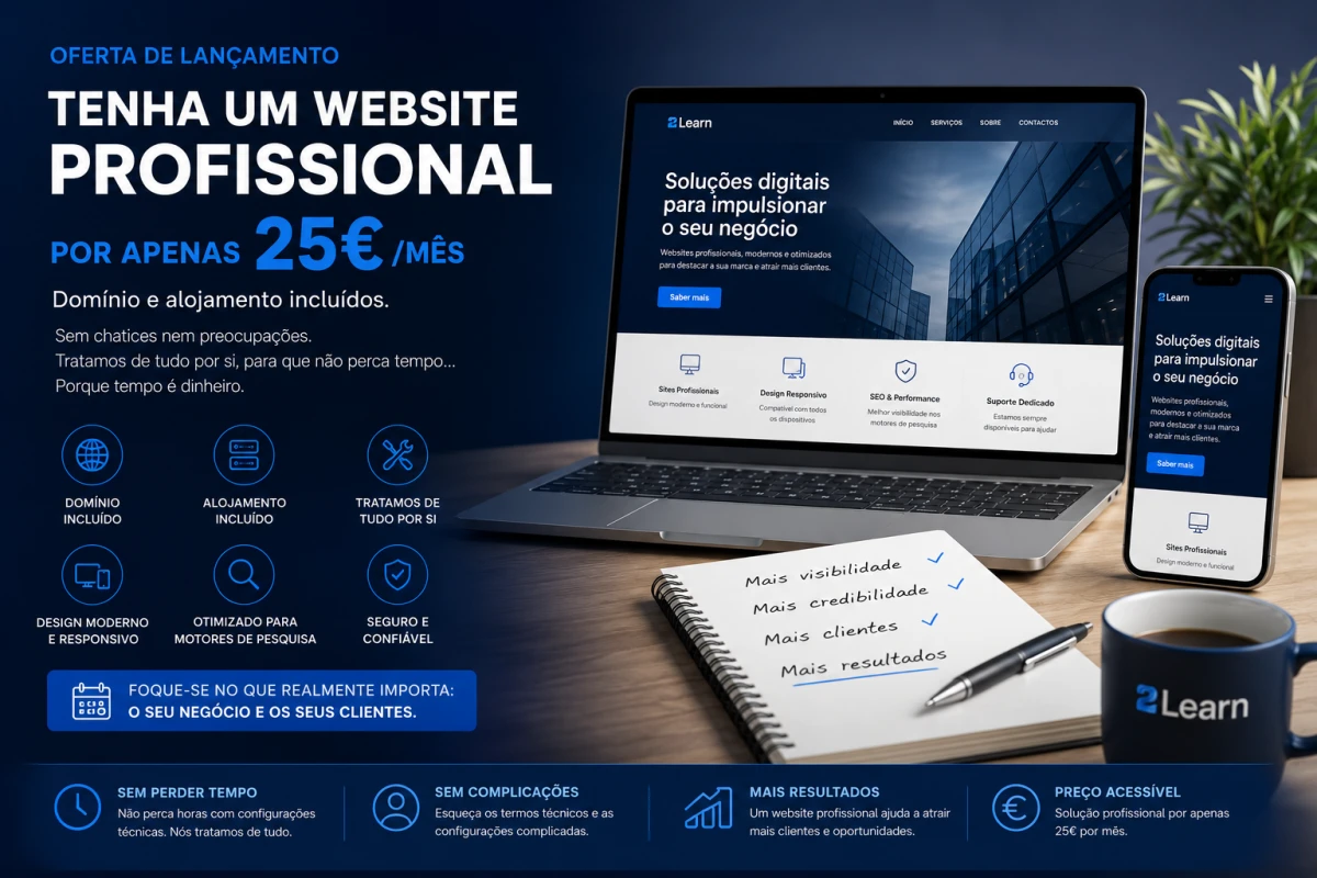 Website Profissional por 25€ Mês - 2learn