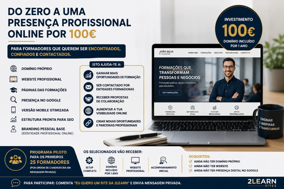 2Learn Sites lança programa piloto para formadores - 2learn